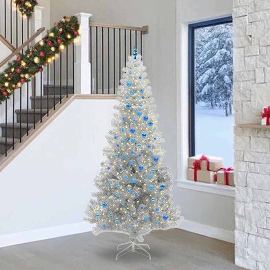 Karácsonyfa 300 LED-del állvánnyal Ezüst 240 cm PET