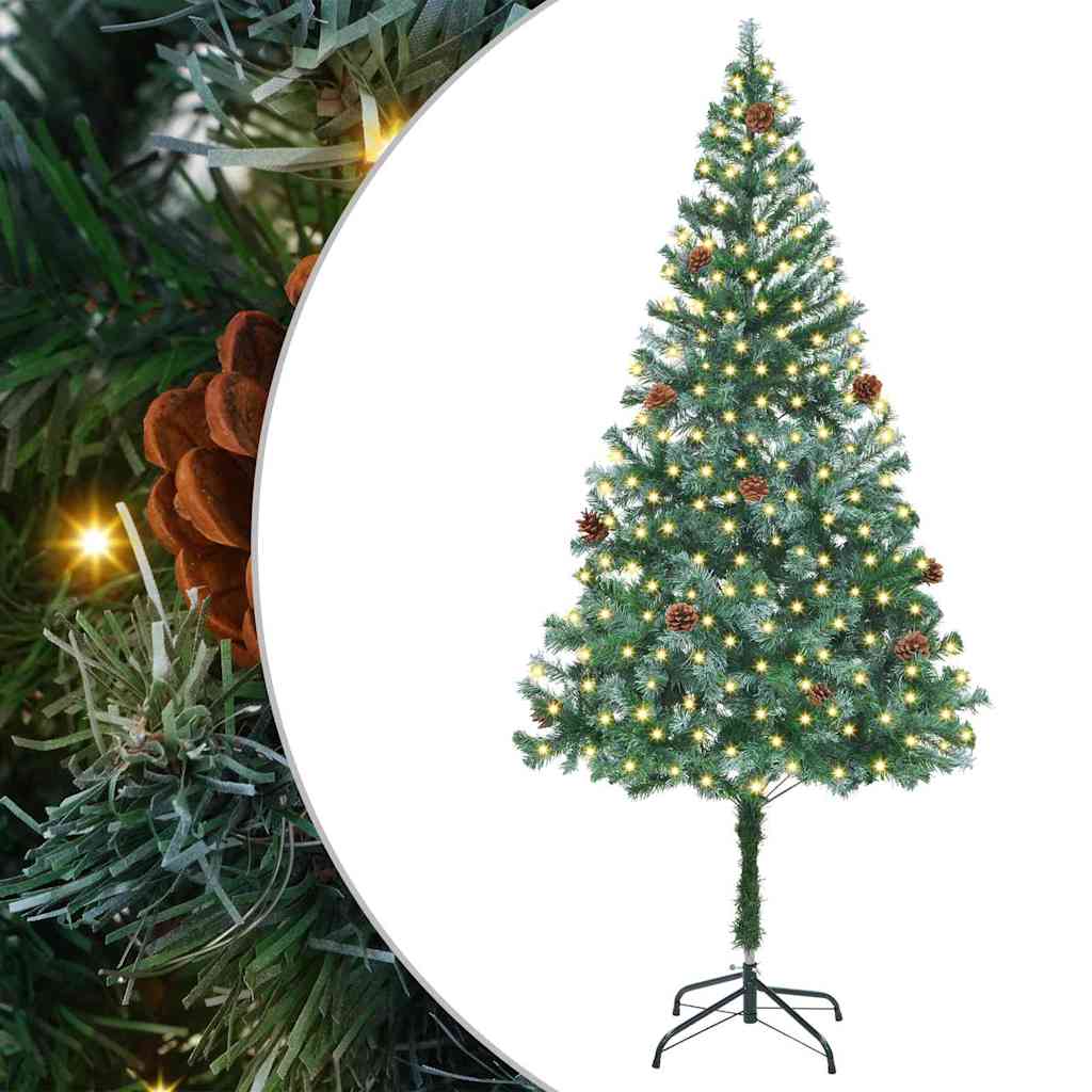 Mű karácsonyfa 300 LED-del állvánnyal Zöld 180 cm PVC és Acél
