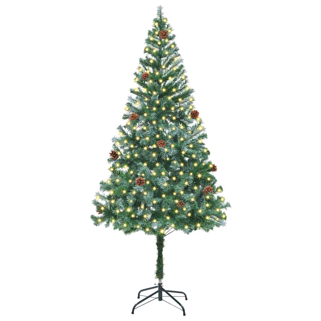 Mű karácsonyfa 300 LED-del állvánnyal Zöld 180 cm PVC és Acél