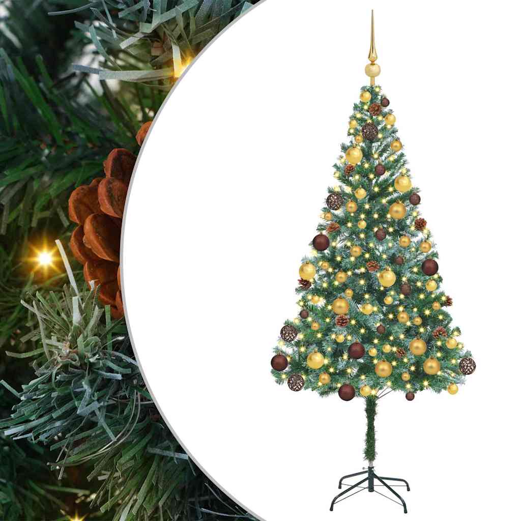 Mű karácsonyfa 300 LED-del állvánnyal Zöld 180 cm PVC és Acél