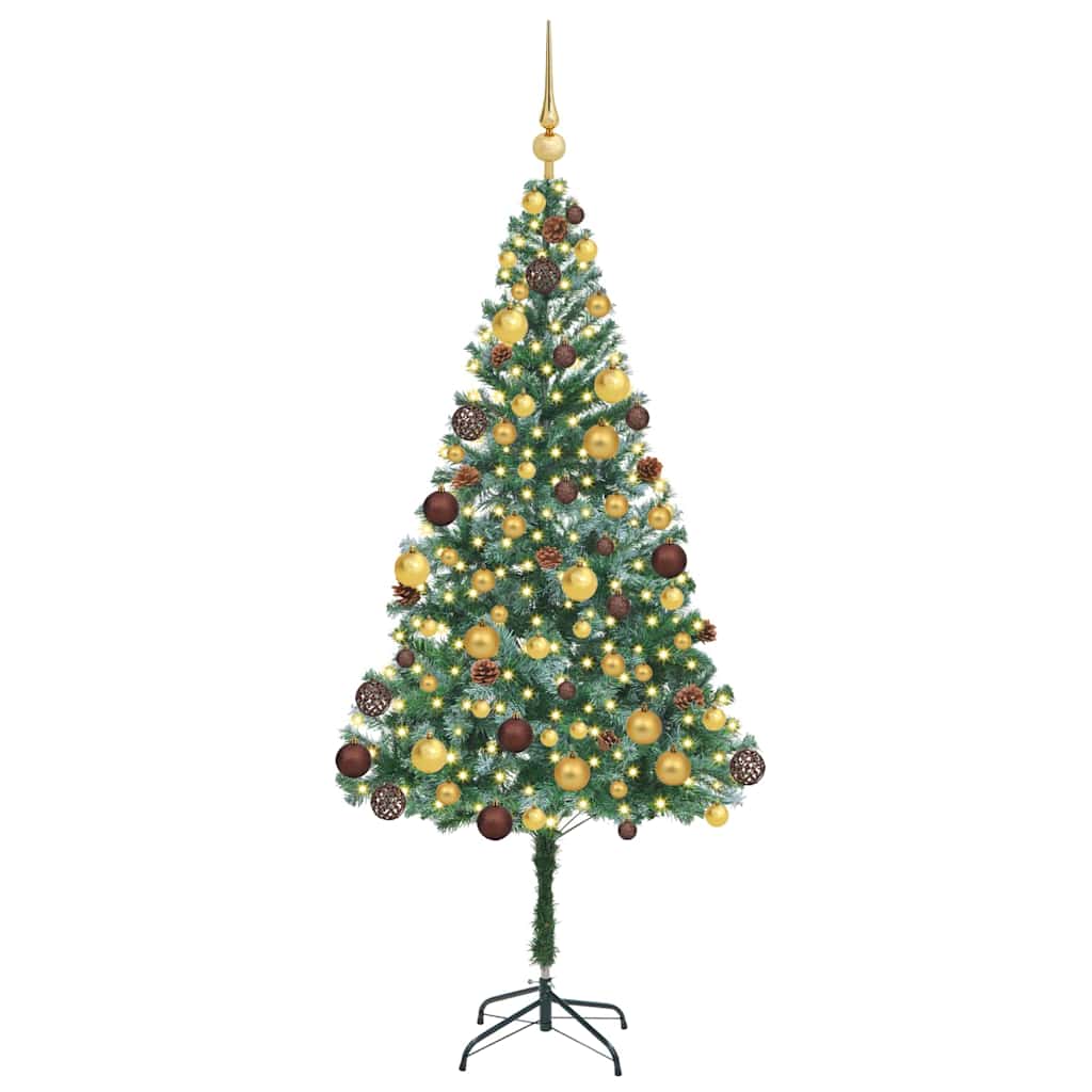 Mű karácsonyfa 300 LED-del állvánnyal Zöld 180 cm PVC és Acél
