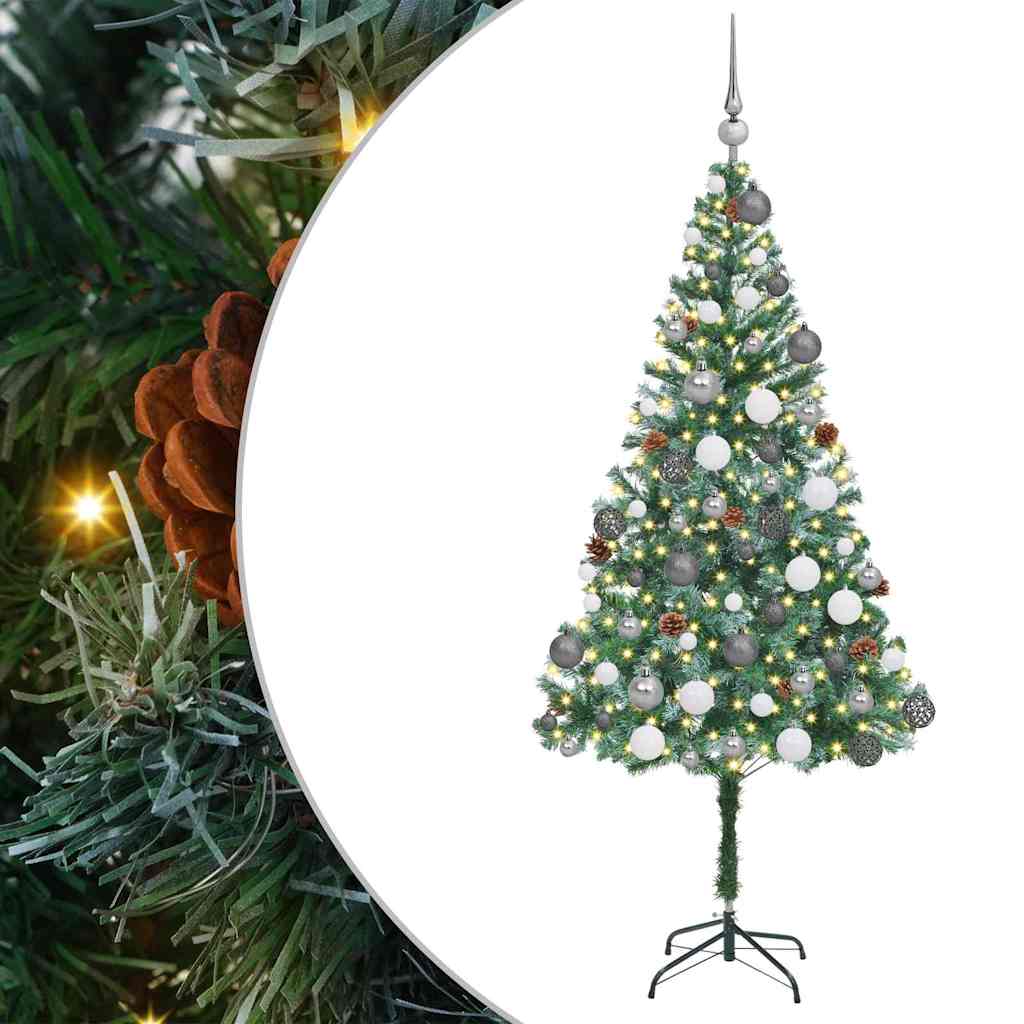 Mű karácsonyfa 300 LED-del állvánnyal Zöld 180 cm PVC és Acél