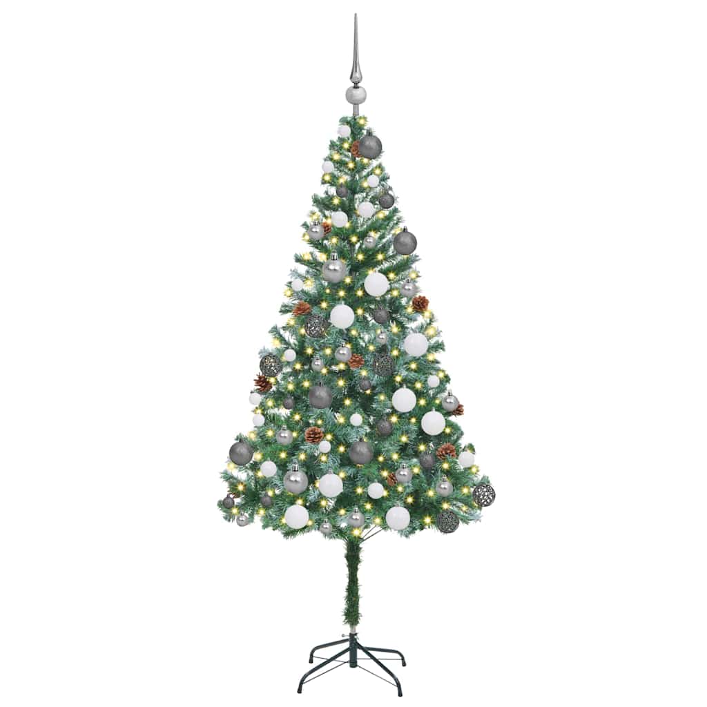 Mű karácsonyfa 300 LED-del állvánnyal Zöld 180 cm PVC és Acél