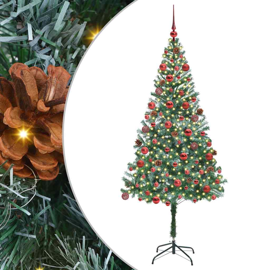 Mű karácsonyfa 300 LED-del állvánnyal Zöld 180 cm PVC és Acél