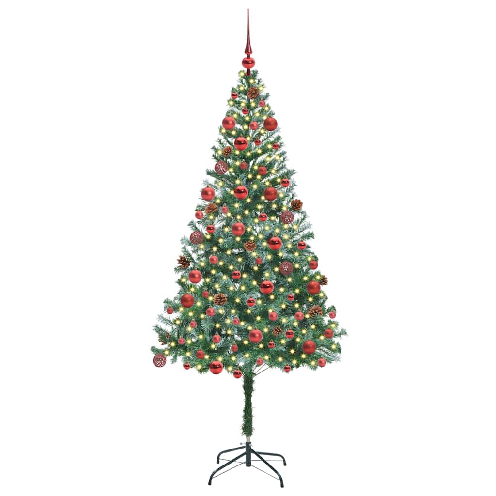 Mű karácsonyfa 300 LED-del állvánnyal Zöld 180 cm PVC és Acél