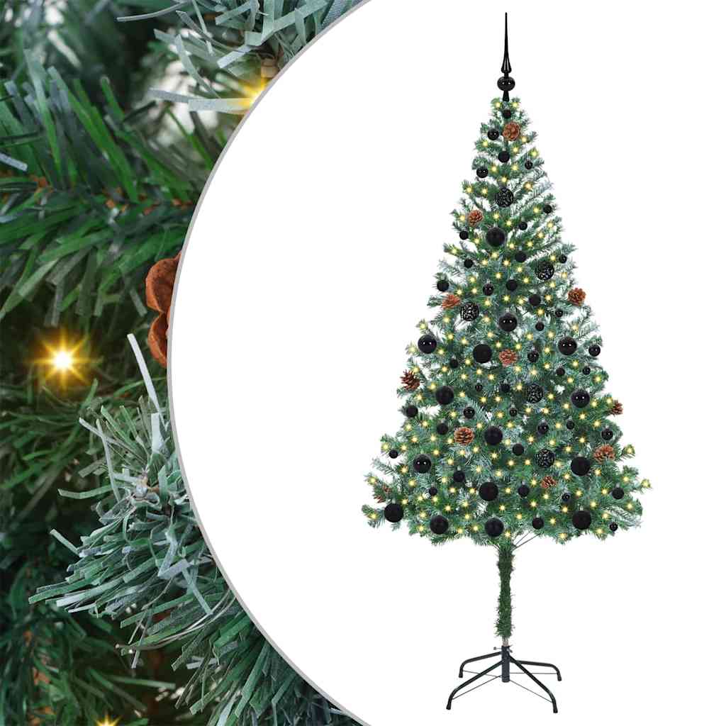 Mű karácsonyfa 300 LED-del állvánnyal Zöld 180 cm PVC és Acél