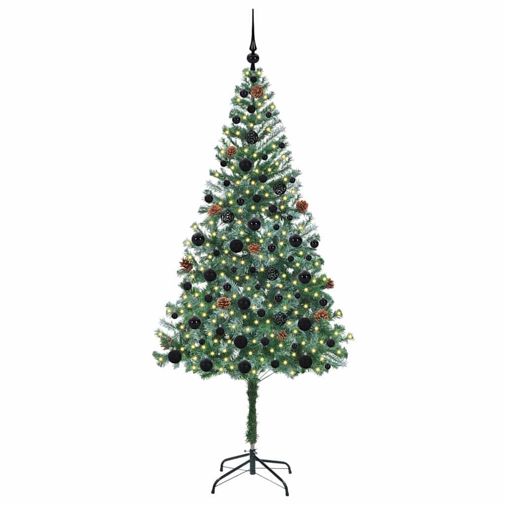 Mű karácsonyfa 300 LED-del állvánnyal Zöld 180 cm PVC és Acél