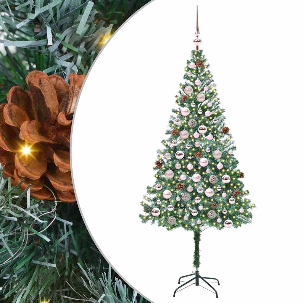Mű karácsonyfa 300 LED-del állvánnyal Zöld 180 cm PVC és Acél