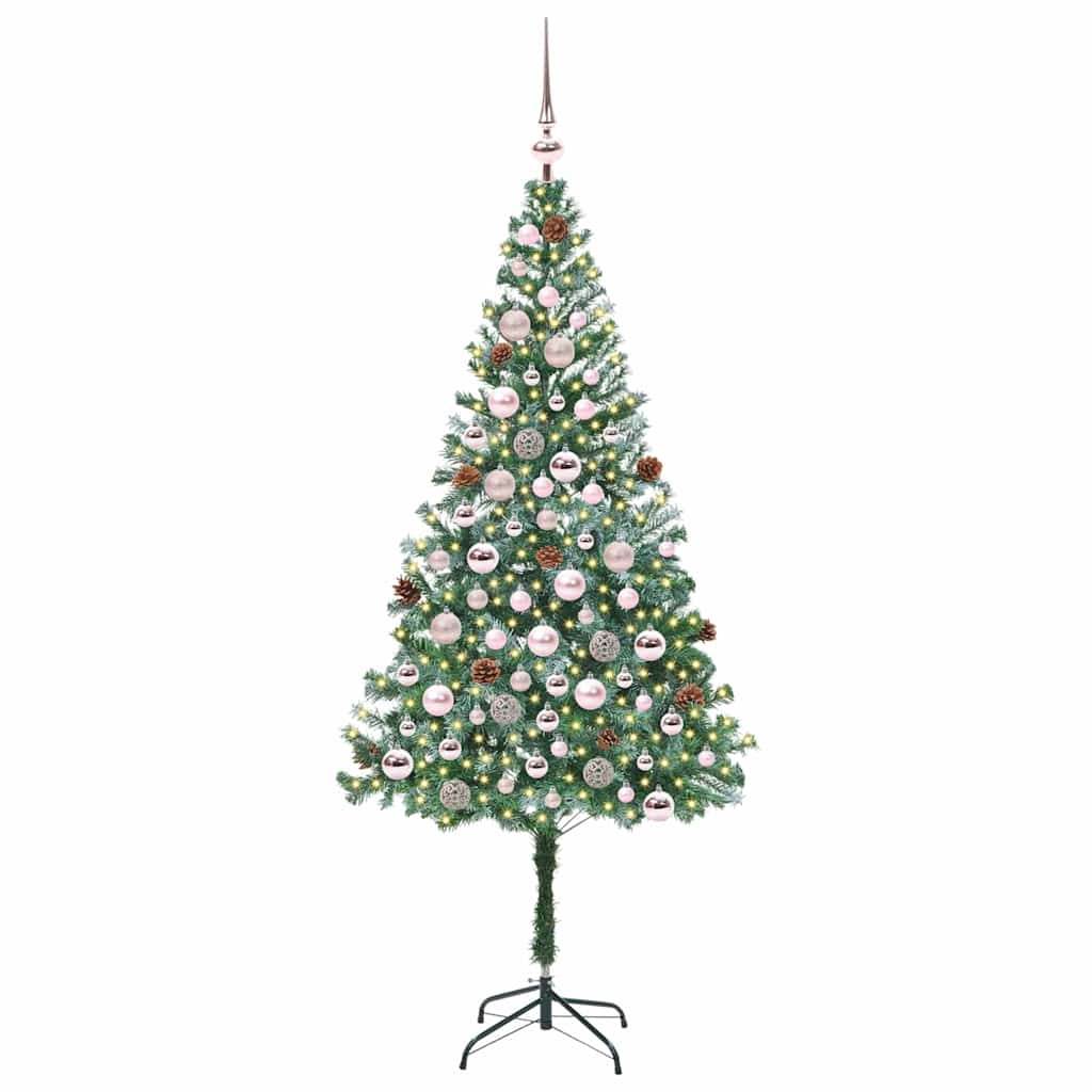 Mű karácsonyfa 300 LED-del állvánnyal Zöld 180 cm PVC és Acél