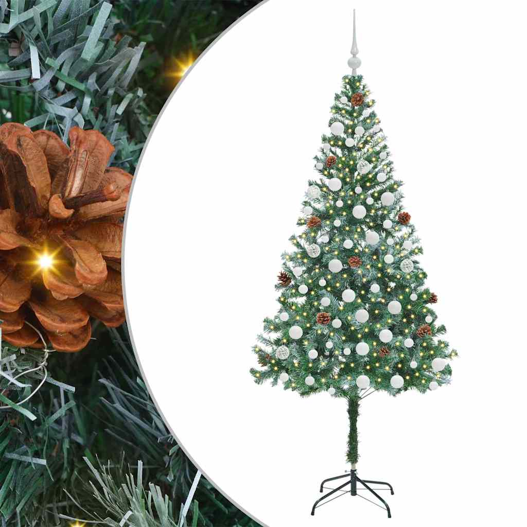 Mű karácsonyfa 300 LED-del állvánnyal Zöld 180 cm PVC és Acél