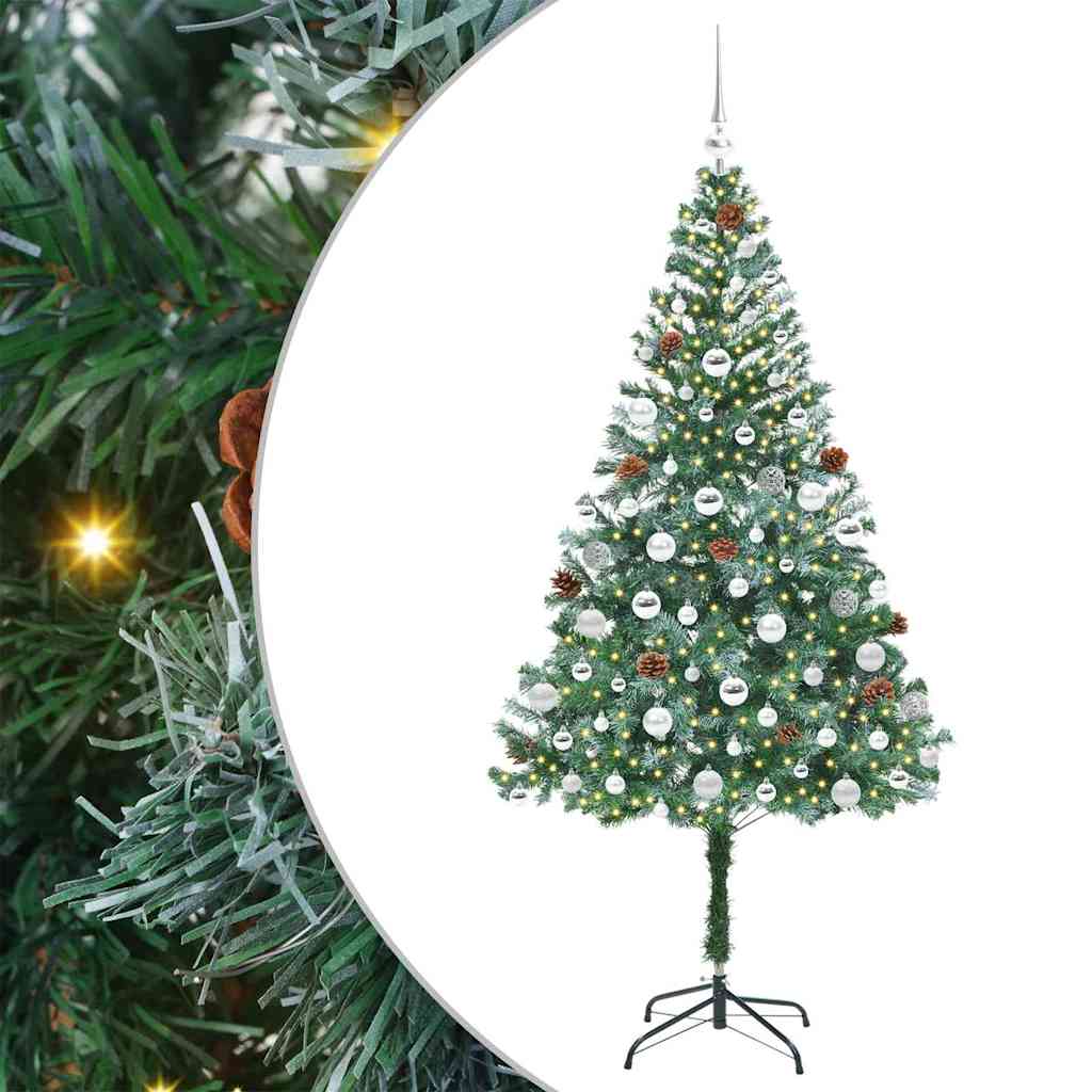 Mű karácsonyfa 300 LED-del állvánnyal Zöld 180 cm PVC és Acél