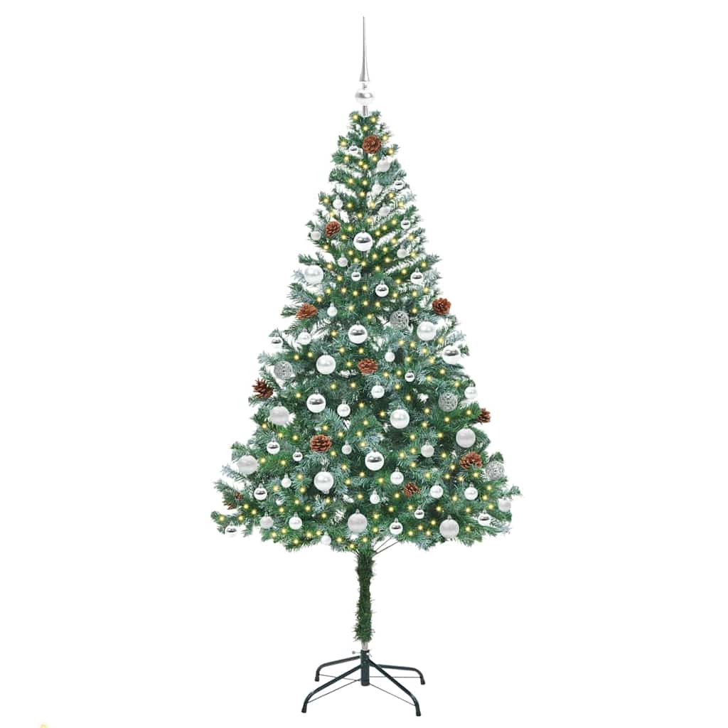 Mű karácsonyfa 300 LED-del állvánnyal Zöld 180 cm PVC és Acél