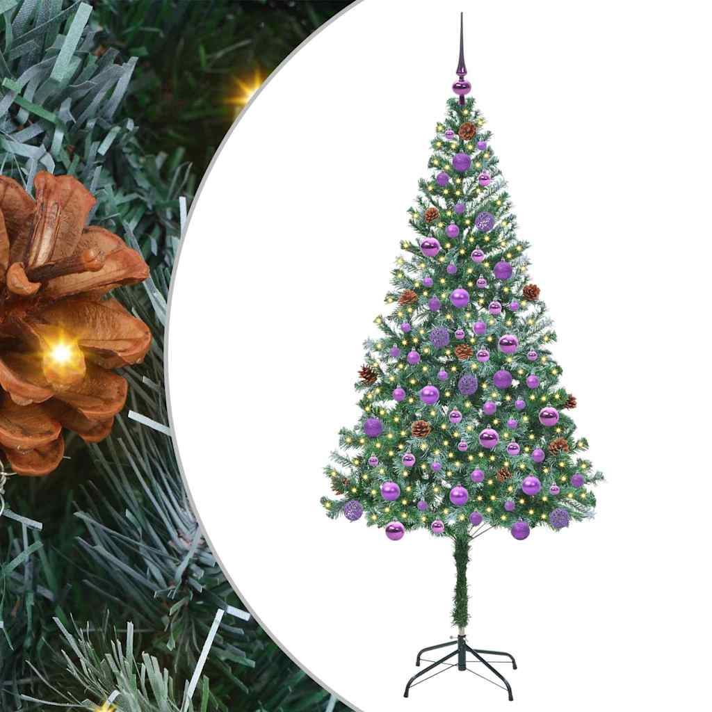 Mű karácsonyfa 300 LED-del állvánnyal Zöld 180 cm PVC és Acél