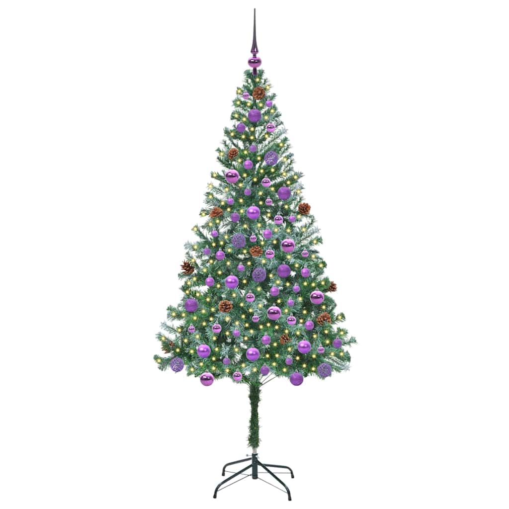 Mű karácsonyfa 300 LED-del állvánnyal Zöld 180 cm PVC és Acél