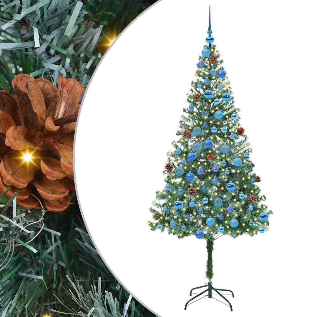 Mű karácsonyfa 300 LED-del állvánnyal Zöld 180 cm PVC és Acél