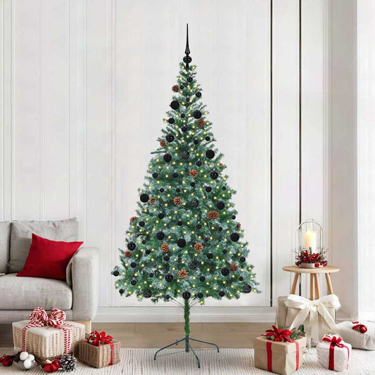 Mű karácsonyfa 300 LED-del állvánnyal Zöld 210 cm PVC és Acél