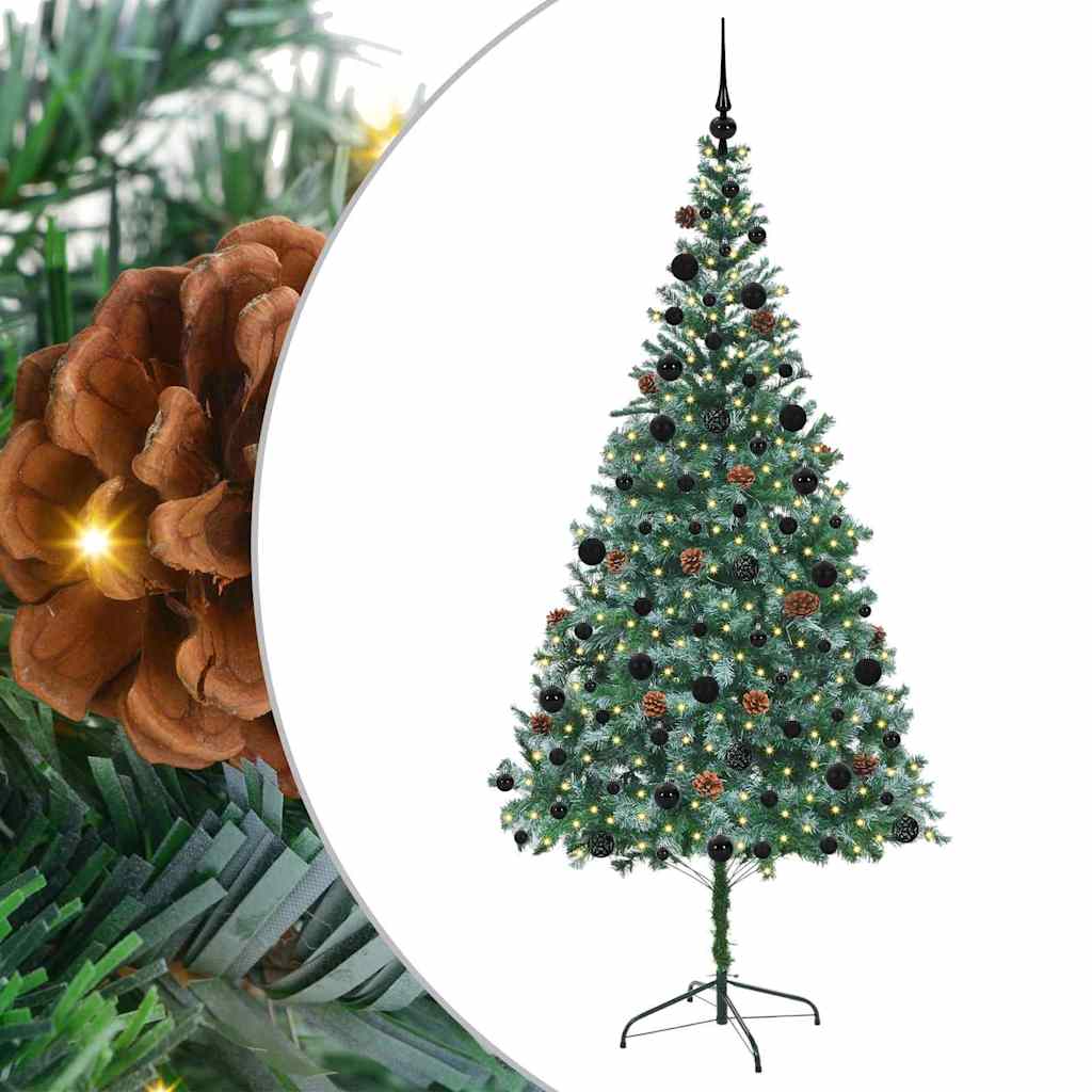 Mű karácsonyfa 300 LED-del állvánnyal Zöld 210 cm PVC és Acél