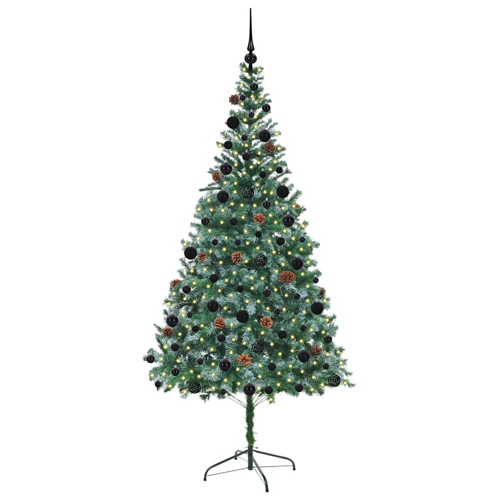 Mű karácsonyfa 300 LED-del állvánnyal Zöld 210 cm PVC és Acél