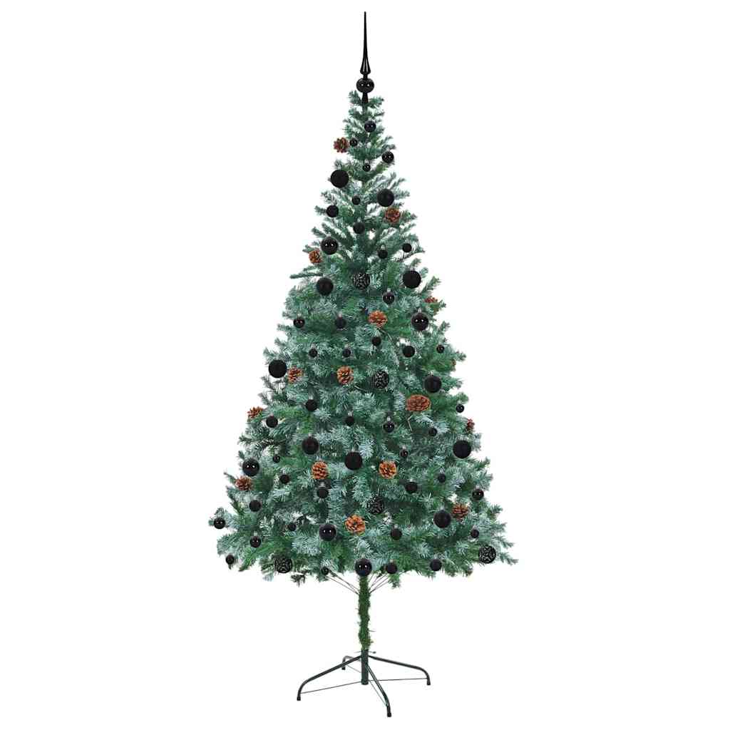 Mű karácsonyfa 300 LED-del állvánnyal Zöld 210 cm PVC és Acél