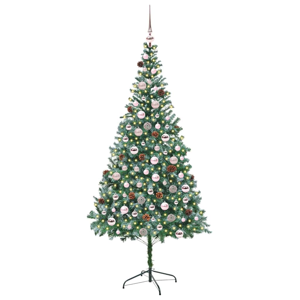 Mű karácsonyfa 300 LED-del állvánnyal Zöld 210 cm PVC és Acél