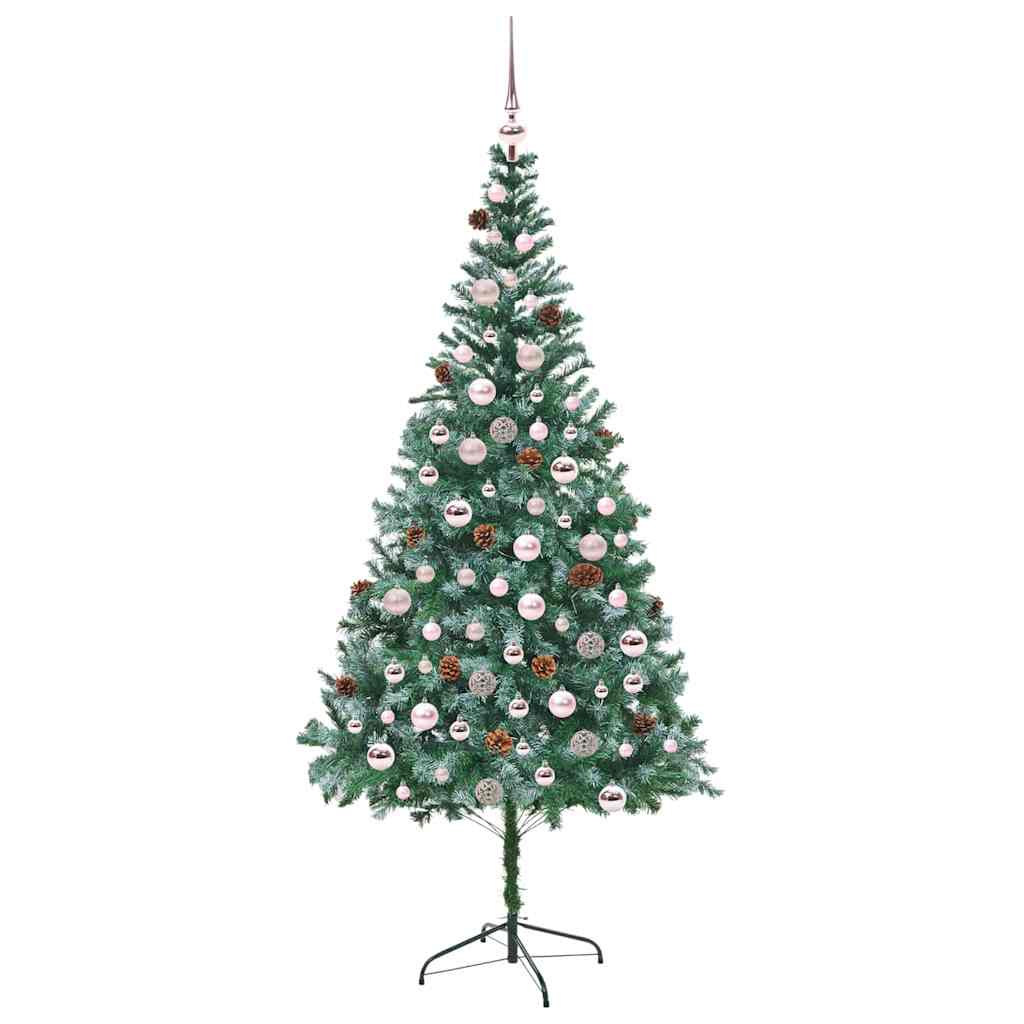 Mű karácsonyfa 300 LED-del állvánnyal Zöld 210 cm PVC és Acél