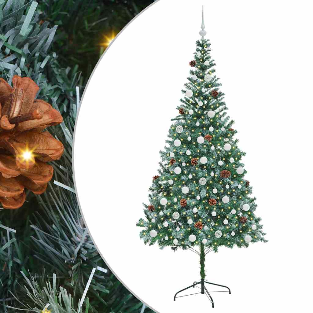 Mű karácsonyfa 300 LED-del állvánnyal Zöld 210 cm PVC és Acél