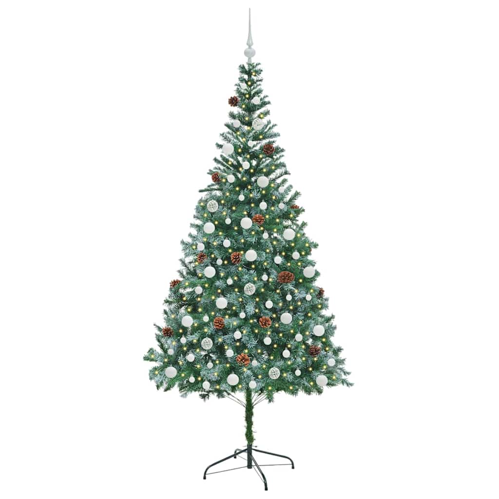 Mű karácsonyfa 300 LED-del állvánnyal Zöld 210 cm PVC és Acél
