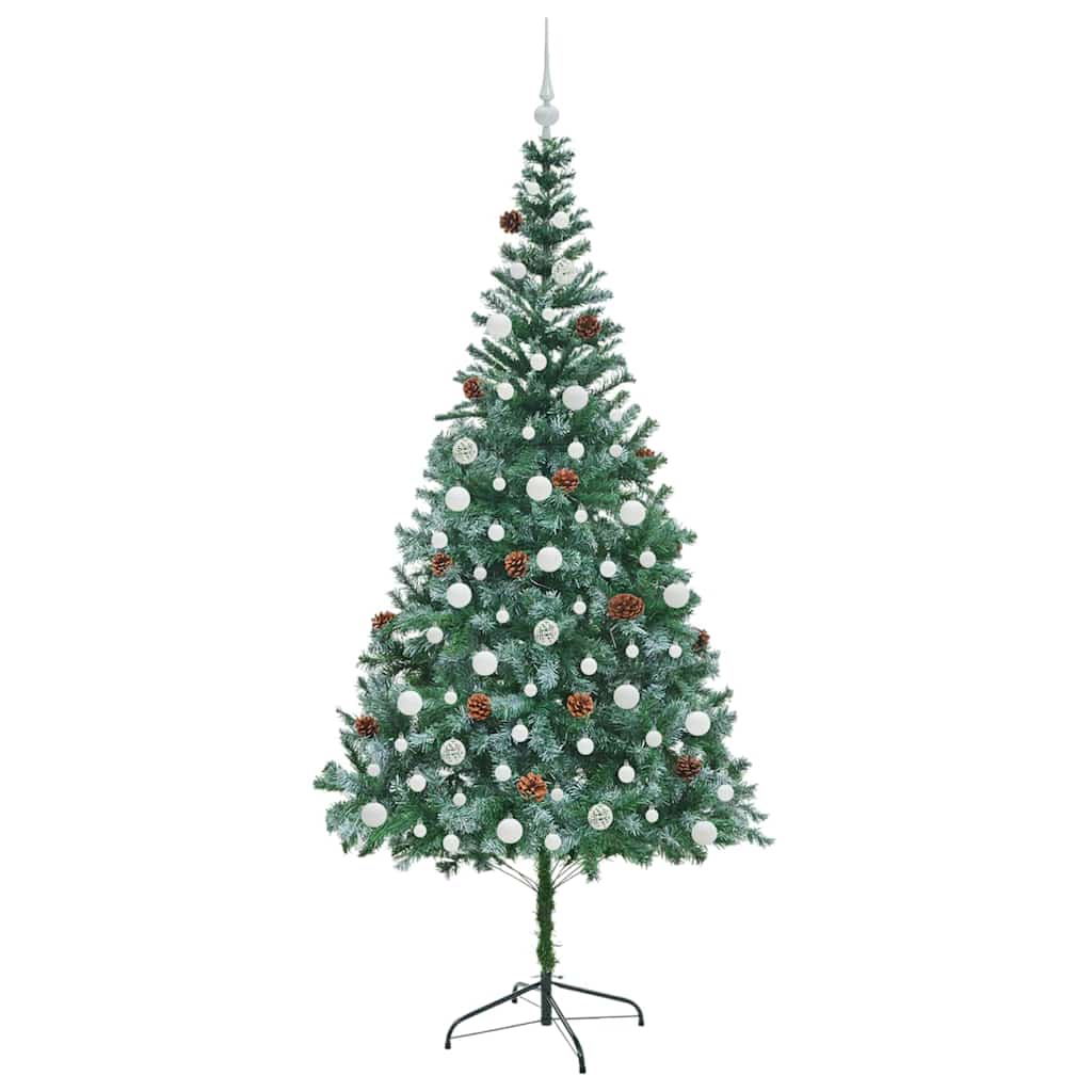 Mű karácsonyfa 300 LED-del állvánnyal Zöld 210 cm PVC és Acél