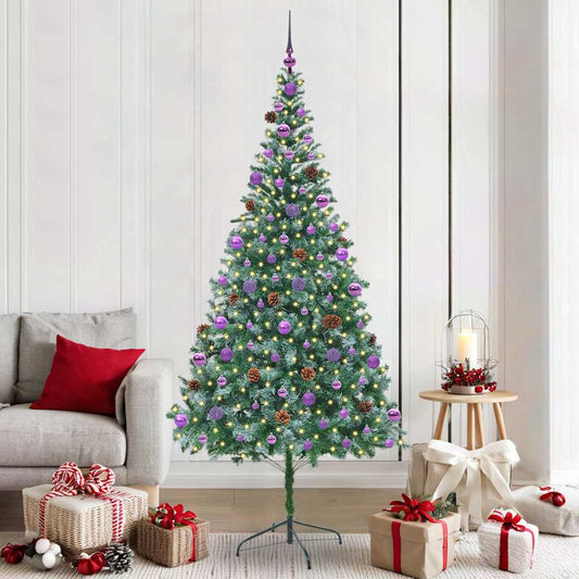 Mű karácsonyfa 300 LED-del állvánnyal Zöld 210 cm PVC és Acél
