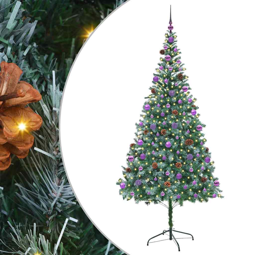 Mű karácsonyfa 300 LED-del állvánnyal Zöld 210 cm PVC és Acél