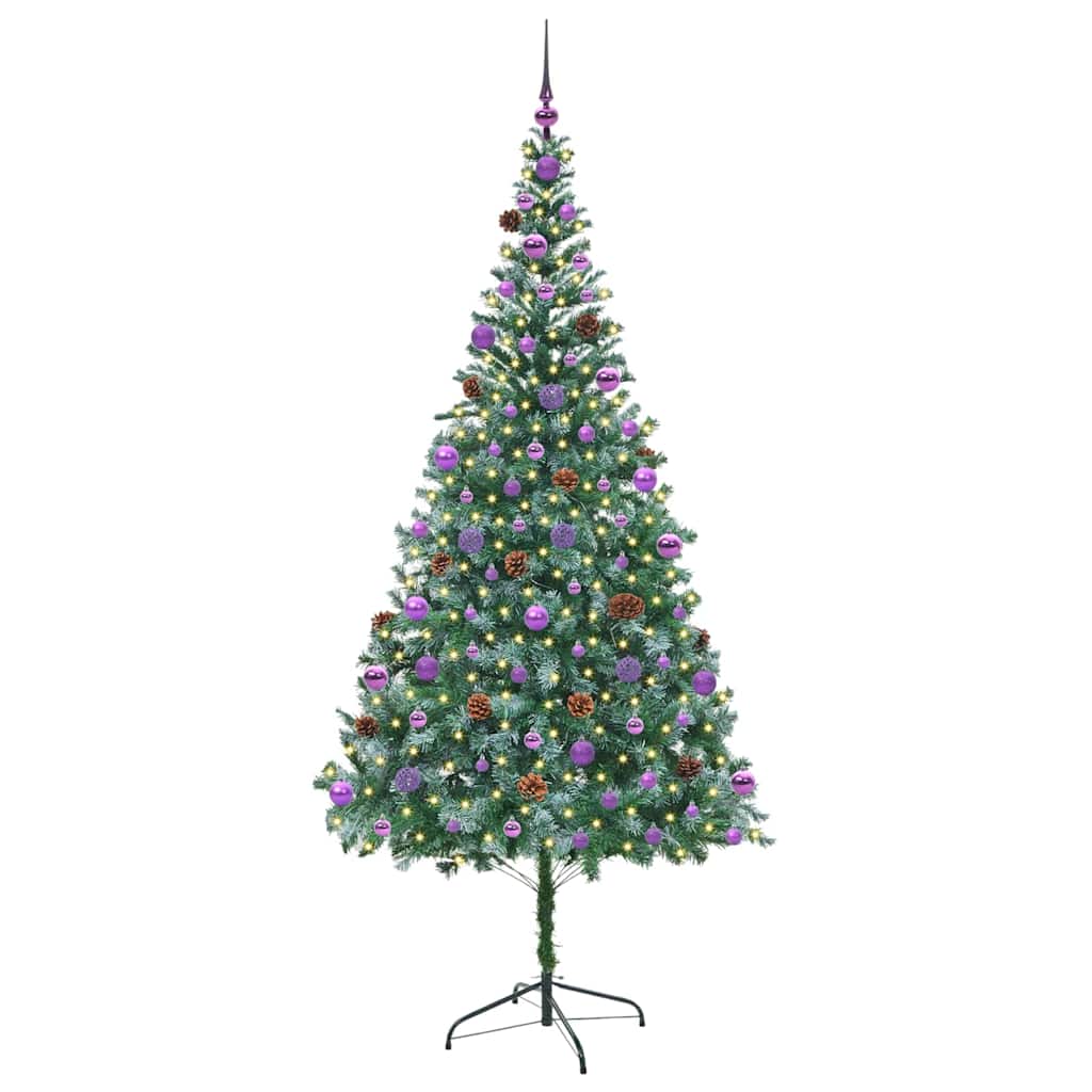 Mű karácsonyfa 300 LED-del állvánnyal Zöld 210 cm PVC és Acél
