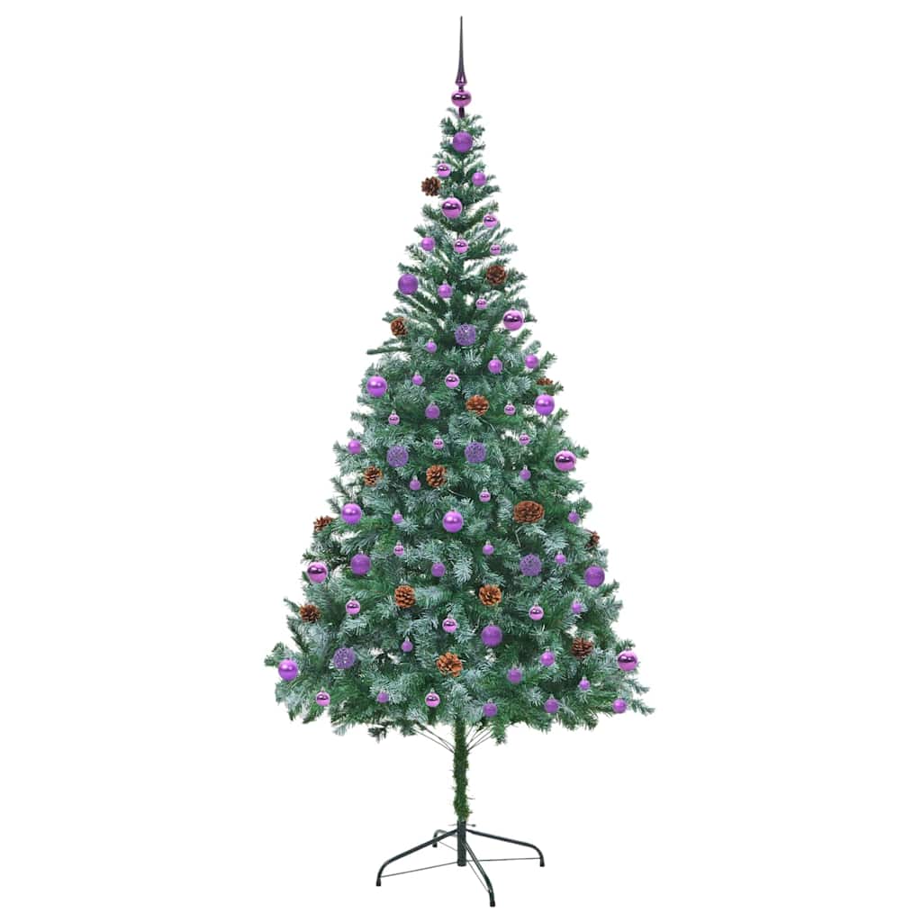 Mű karácsonyfa 300 LED-del állvánnyal Zöld 210 cm PVC és Acél