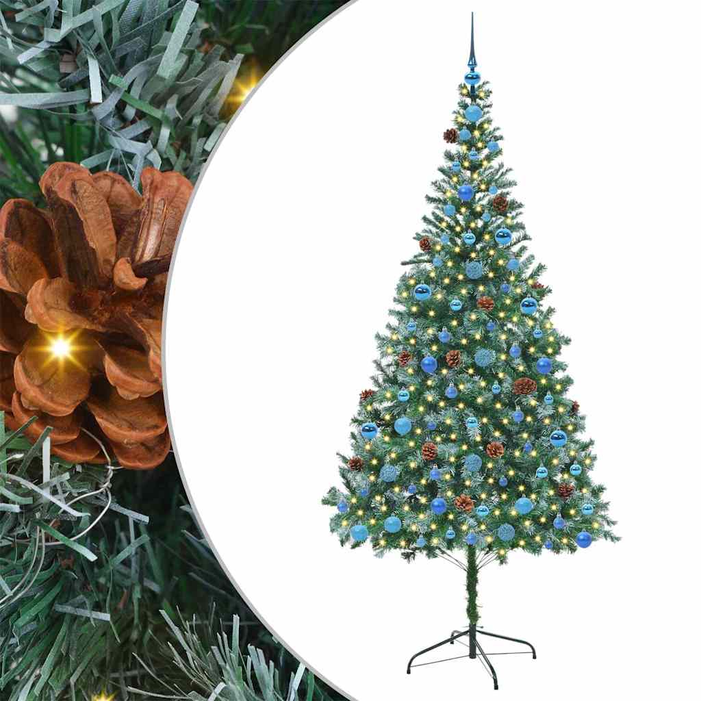 Mű karácsonyfa 300 LED-del állvánnyal Zöld 210 cm PVC és Acél