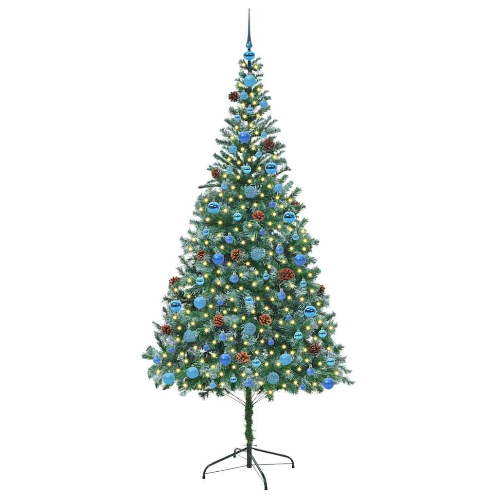 Mű karácsonyfa 300 LED-del állvánnyal Zöld 210 cm PVC és Acél
