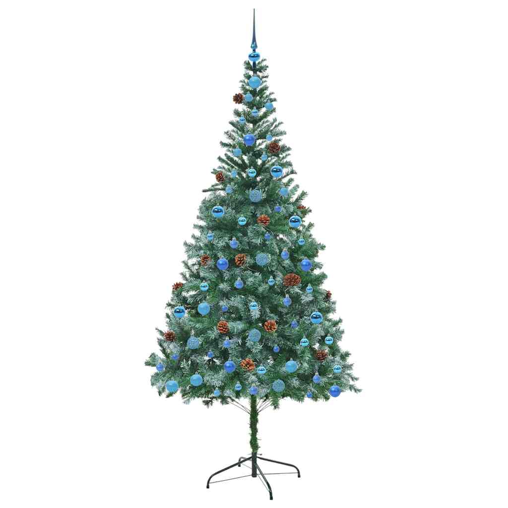 Mű karácsonyfa 300 LED-del állvánnyal Zöld 210 cm PVC és Acél
