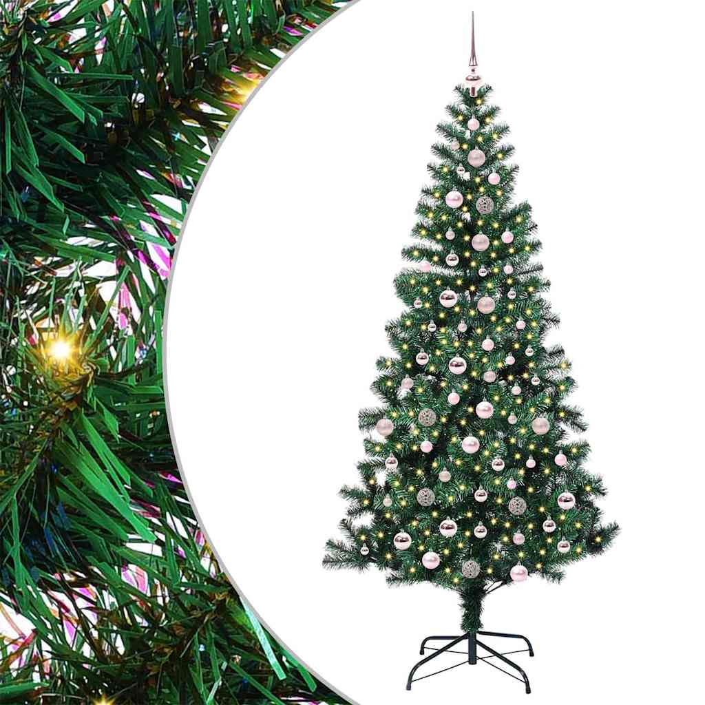 Mesterséges, előre világított karácsonyi fa Zöld 240 cm