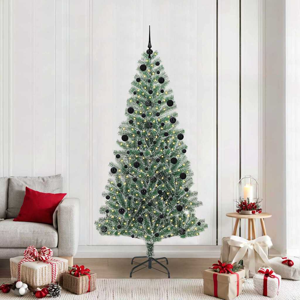 Mű karácsonyi fa hóval borítva LED fényekkel 300 LED-del 210 cm