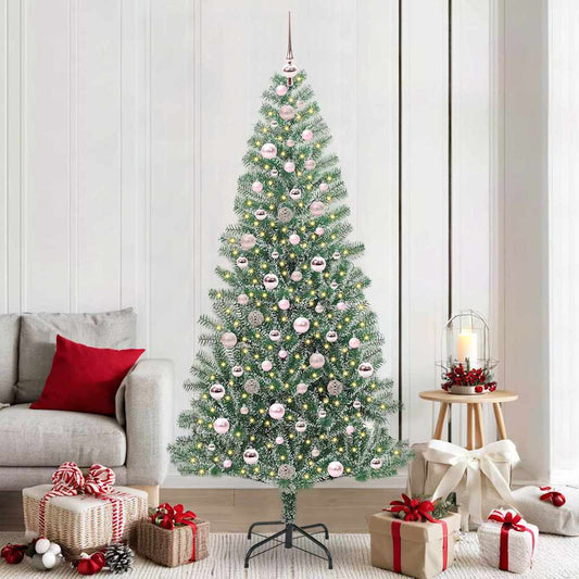 Mű karácsonyi fa hóval borítva LED fényekkel 300 LED-del 210 cm