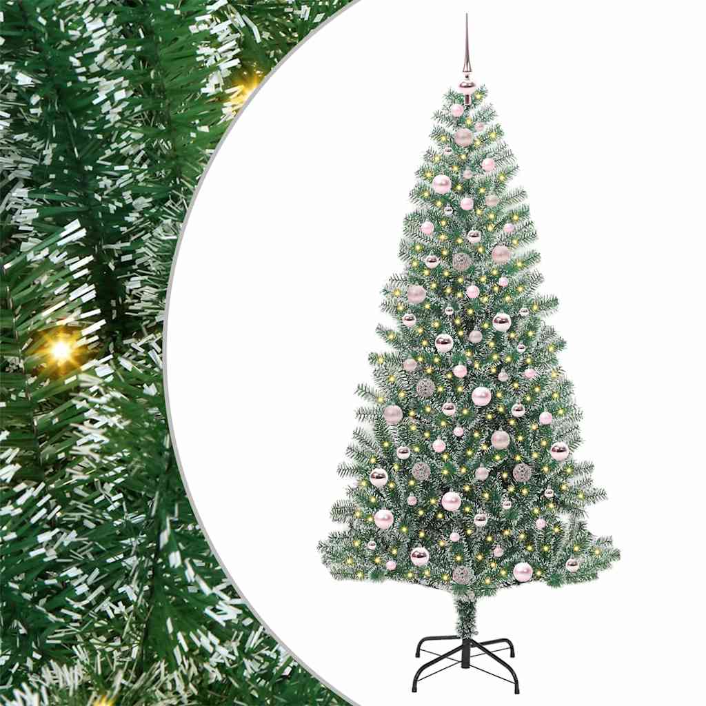 Mű karácsonyi fa hóval borítva LED fényekkel 300 LED-del 210 cm
