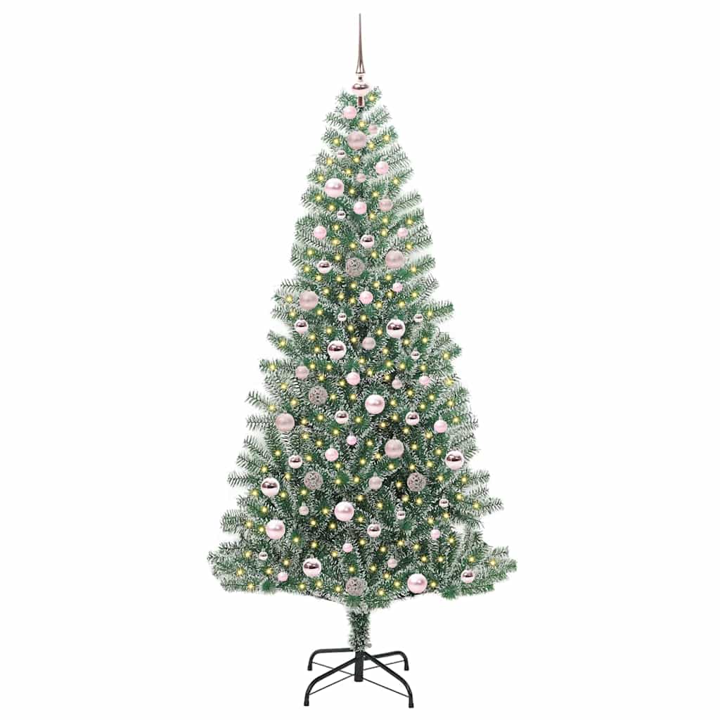 Mű karácsonyi fa hóval borítva LED fényekkel 300 LED-del 210 cm