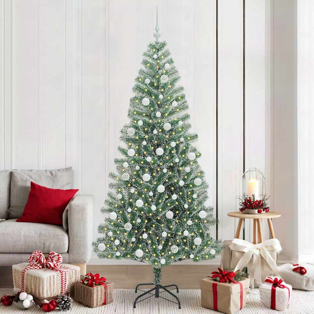 Mű karácsonyi fa hóval borítva LED fényekkel 300 LED-del 210 cm