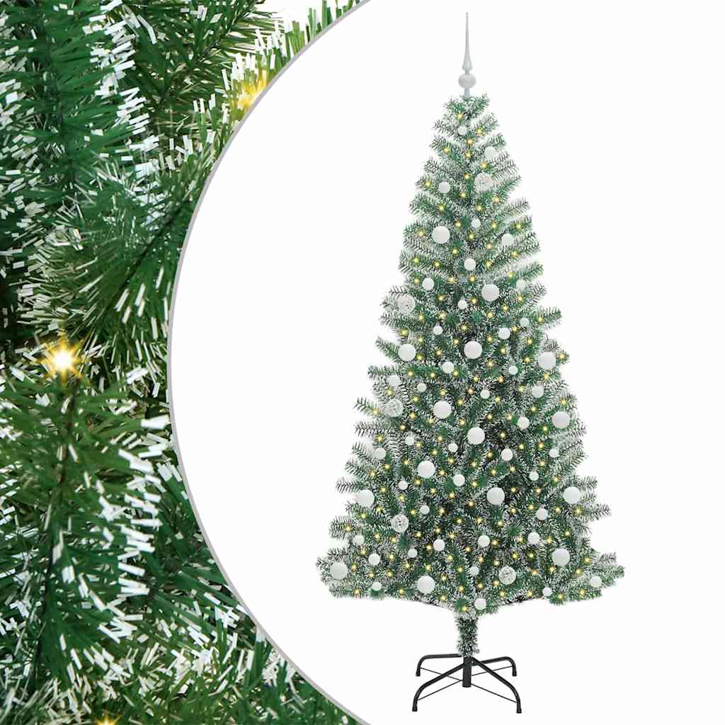 Mű karácsonyi fa hóval borítva LED fényekkel 300 LED-del 210 cm