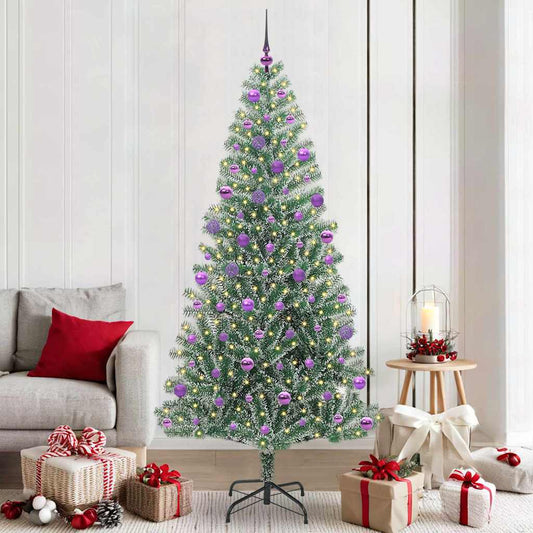 Mű karácsonyi fa hóval borítva LED fényekkel 300 LED-del 210 cm