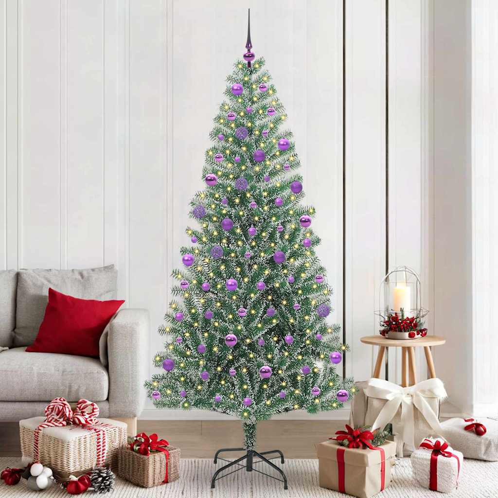 Mű karácsonyi fa hóval borítva LED fényekkel 300 LED-del 210 cm