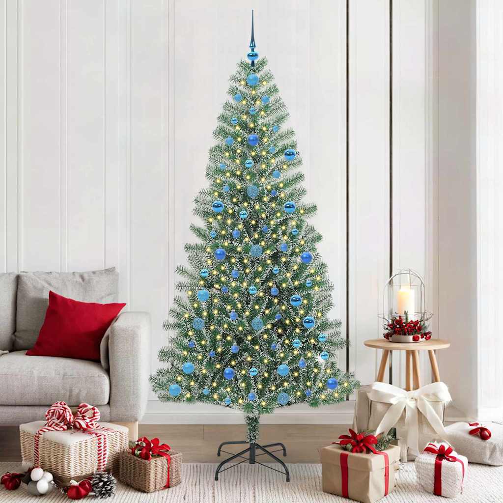 Mű karácsonyi fa hóval borítva LED fényekkel 300 LED-del 210 cm