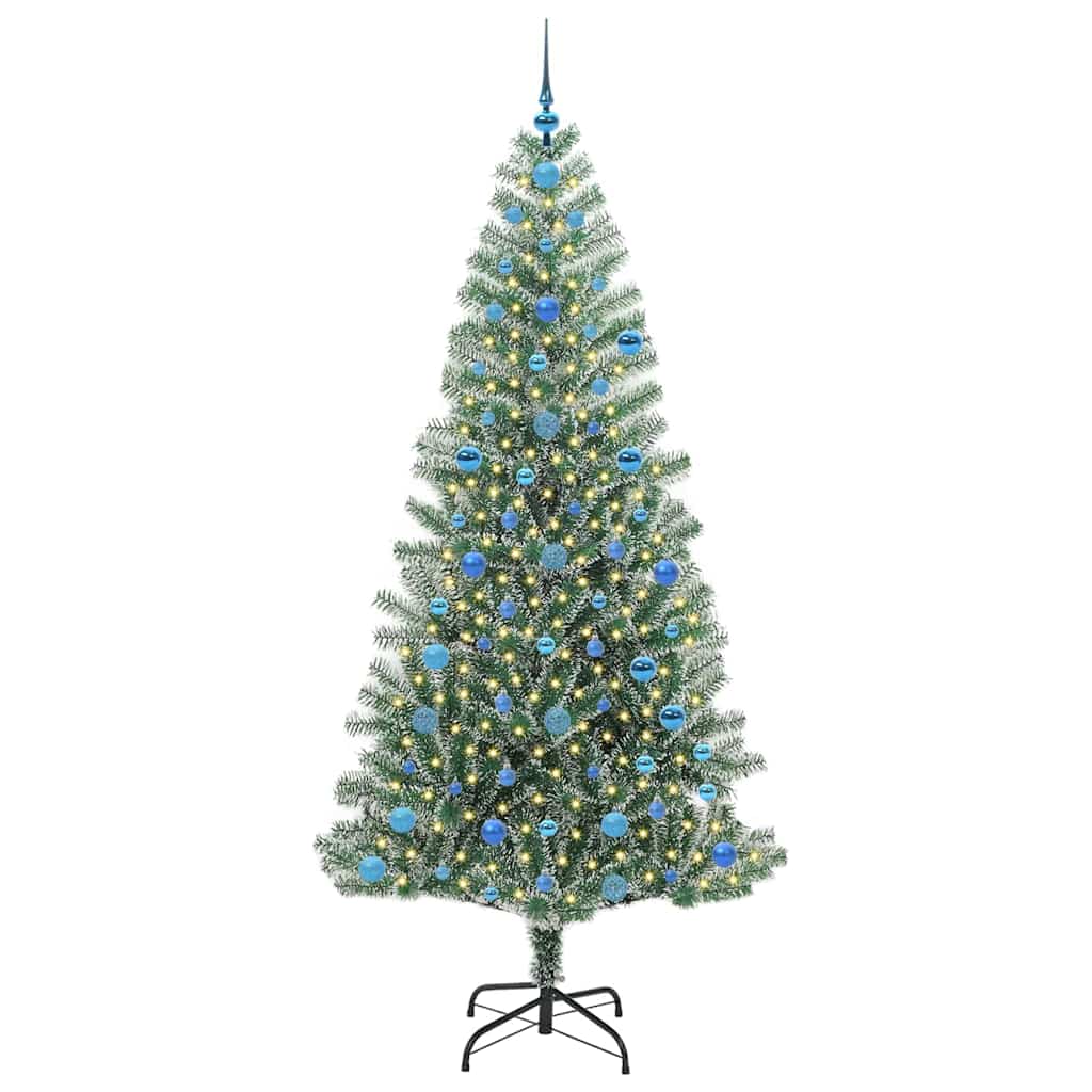 Mű karácsonyi fa hóval borítva LED fényekkel 300 LED-del 210 cm
