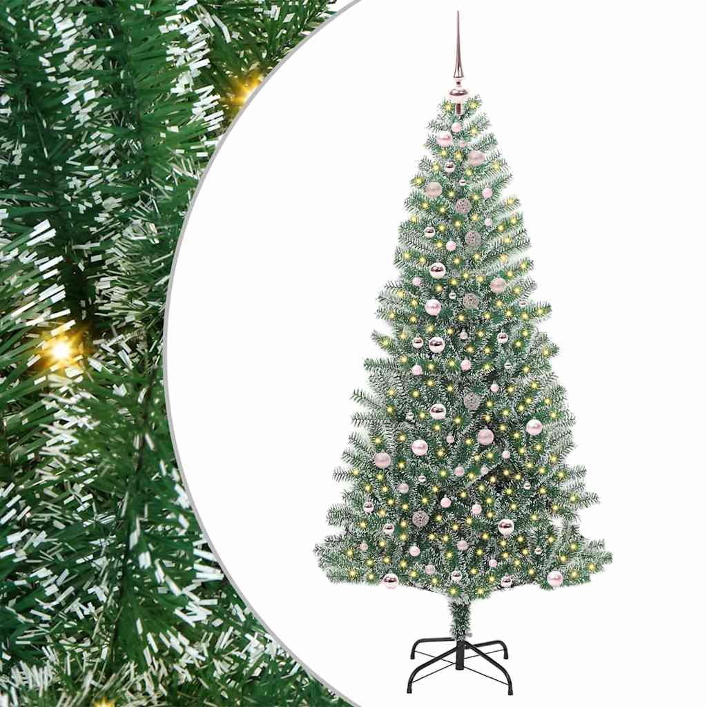 Mű karácsonyi fa hóval borítva LED fényekkel 300 LED-del 240 cm