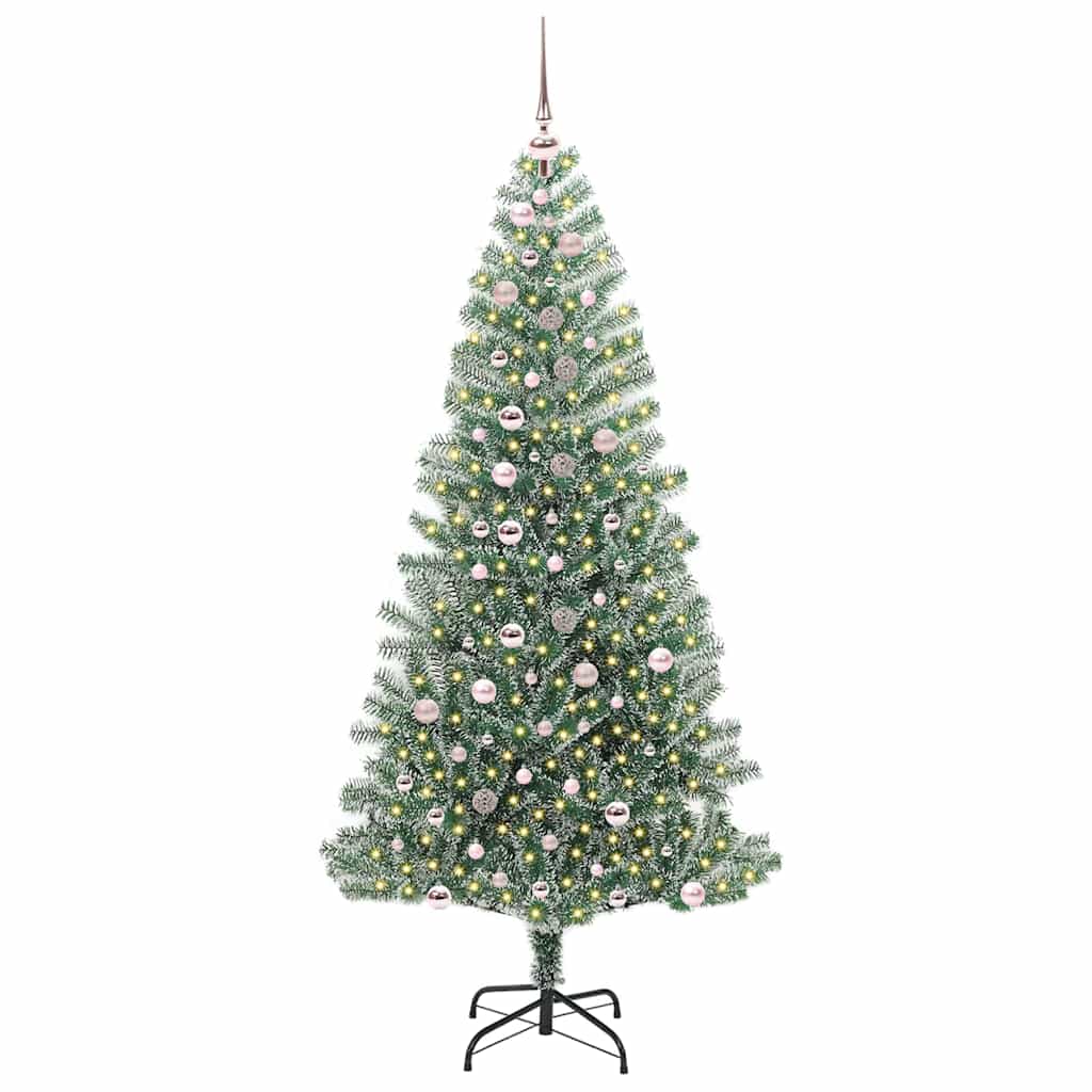 Mű karácsonyi fa hóval borítva LED fényekkel 300 LED-del 240 cm