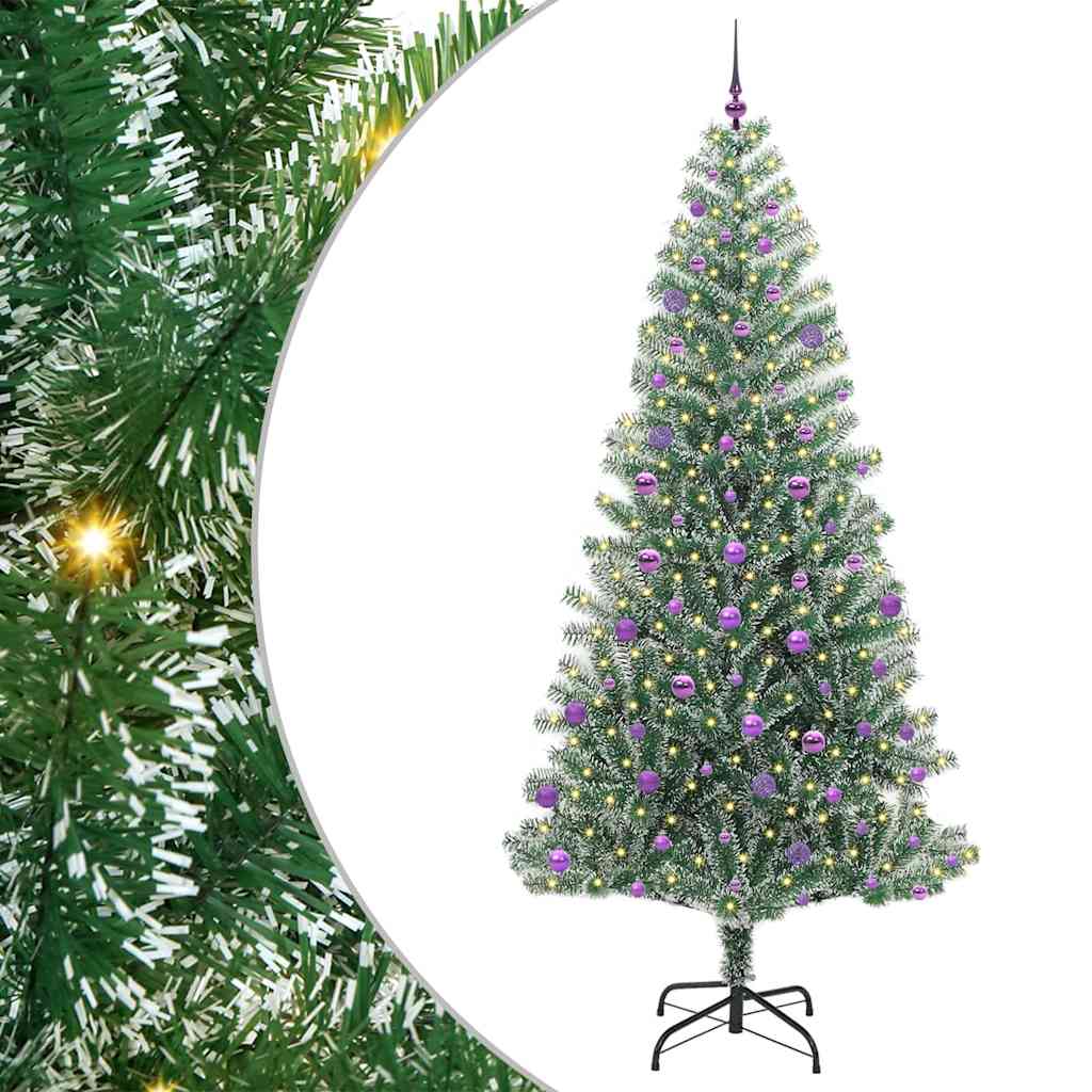 Mű karácsonyi fa hóval borítva LED fényekkel 300 LED-del 240 cm