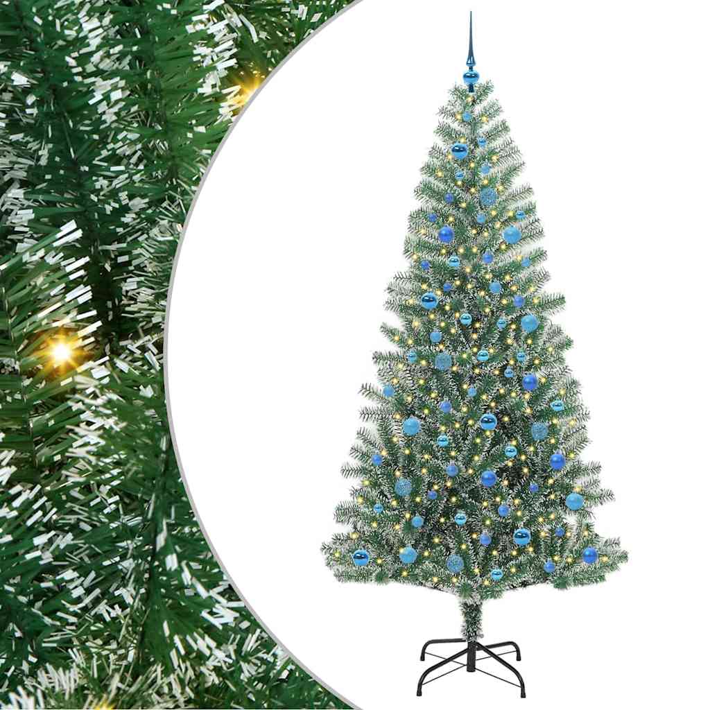 Mű karácsonyi fa hóval borítva LED fényekkel 300 LED-del 240 cm